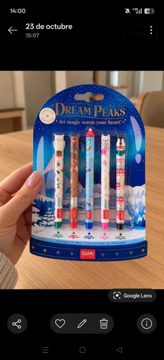 Set 5 Bolígrafos Borrables Legami Dream Peaks