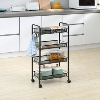 Carrello Cucina 4 Livelli con Ruote e Ganci