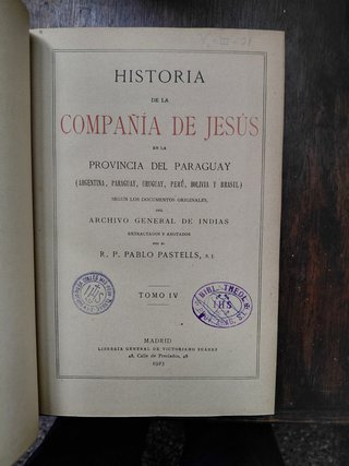 HISTORIA DE LA COMPAÑIA DE JESUS EN LA PROVINCIA D