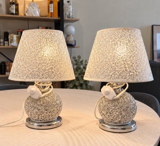 Coppia di Lampade da Tavolo Argentate