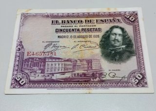 Billete 50 Pesetas 15 Agosto 1928