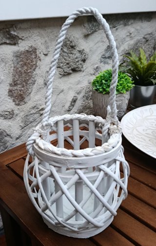 Farol de mimbre blanco