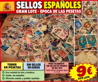 Gran lote de sellos españoles antiguos en pesetas
