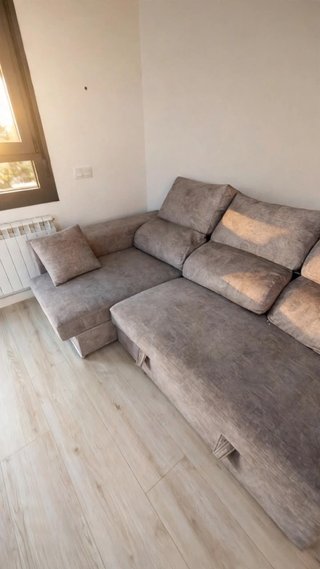 Sofá/Cama Chaise longue, Gris/Plata (anti manchas)