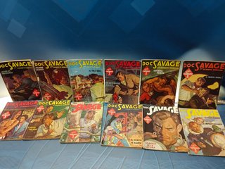 Lote 12 novelas PULP Doc Savage, por Kenneth Robeson, Colección Hombres Audaces, Editorial Molino , años 40