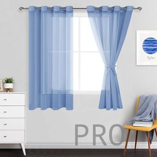 Tende in organza per soggiorno o camera da letto, set di 2, 175 x 140 cm (alto x largo), colore blu-grigio
