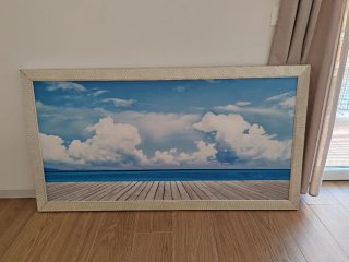 Quadro con paesaggio Marino e cornice color argent