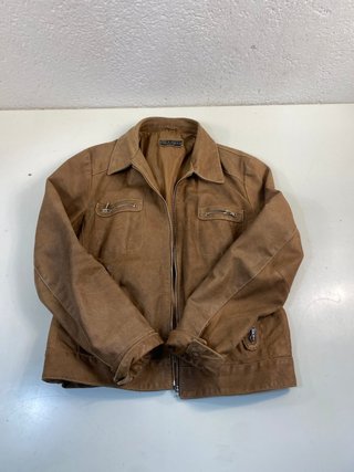 Giacca Vera Pelle Scamosciata Marrone Vintage
