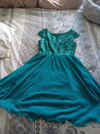 Vestido de fiesta azul turquesa