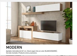Mueble salón Modern bambú blanco premontado