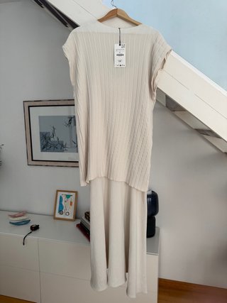 Vestido Zara Beige Talla S