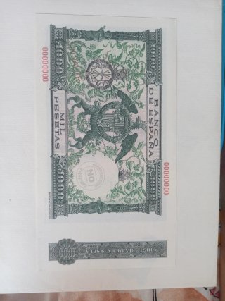 Reproducción de billete de 1000 pesetas