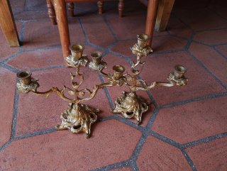 Par de Candelabros de Metal Años 50