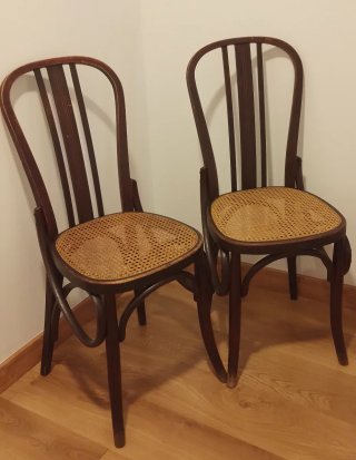 2 Sillas Vintage de Madera y Rejilla