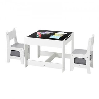 Mesa infantil y pupitre, con 2 sillas, MDF y metal