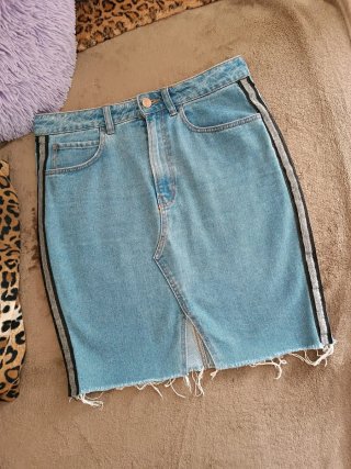 Gonna jeans con dettagli argento