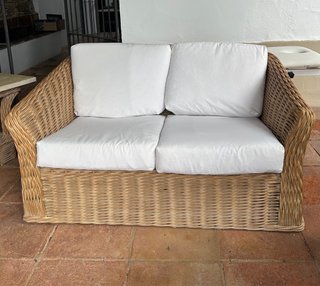 Conjunto de Sofá y Sillones de Mimbre